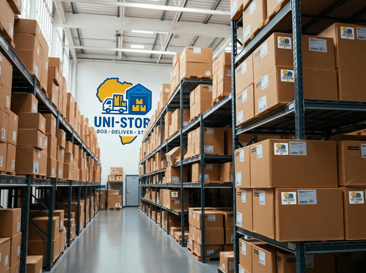 Secure indoor storage facility with neatly labelled boxes on shelving